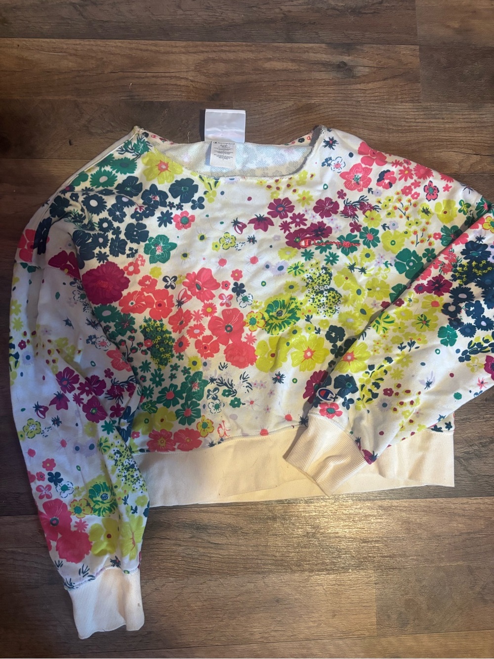 Champion White Floral Crewneck